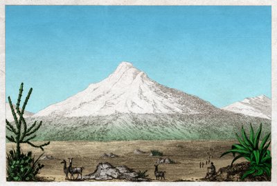 Chimborazo vulkan. (gravering, ca. 1840) av French School