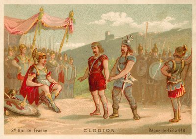Chlodio, kongen av de saliske frankerne (chromolitho) av French School