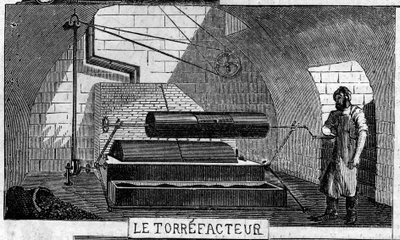 Sjokoladelaging: torrefaktoren. Usine de M. Masson, Paris av French School