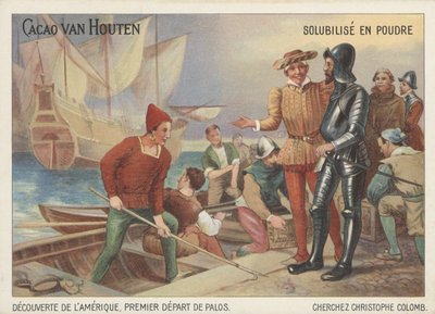 Christopher Columbus drar fra Palos på sin reise for å oppdage Amerika av French School