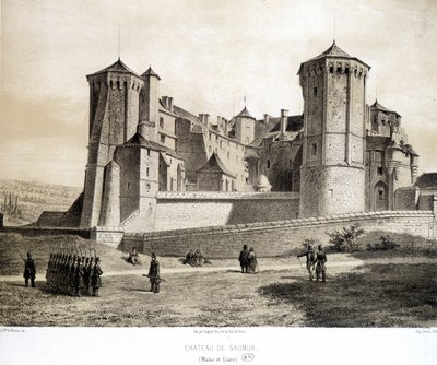 Castle of Saumur (Maine et Loire) - litografi av French School