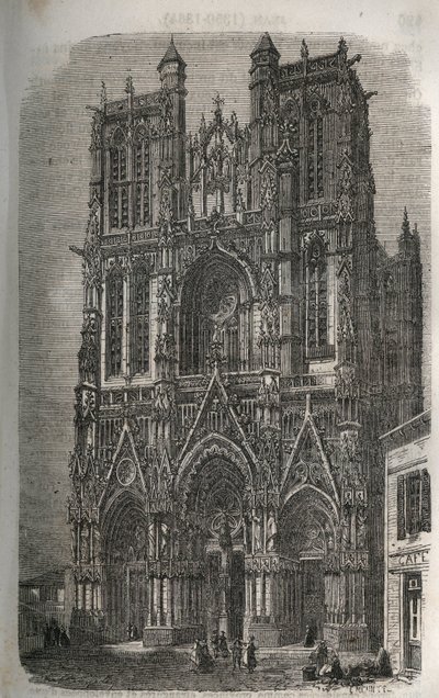 Church Saint-Vulfran (Saint Vulfran) tidligere collegiale i Abbeville i departementet Somme i Frankrike - gravering i "Histoire de France" av Victor Duruy (1811-1894) - 1882 av French School
