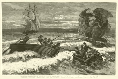Fall Of Aeronaut Zambeccari i Adriaterhavet (gravering) av French School