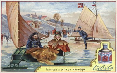 Cibils-kort med aking på is av French School