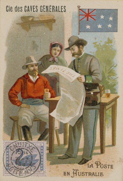 Cie des Caves Generales handelskort, post av French School