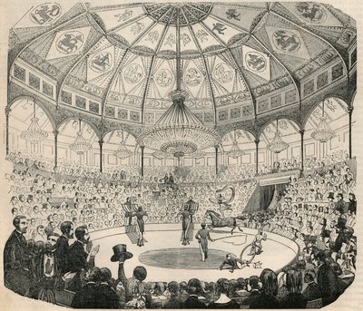 Cirque national des Champs Elysees på 1800-tallet - Gravering i "Tableau-de-Paris" av Edmond Texier 1852 av French School