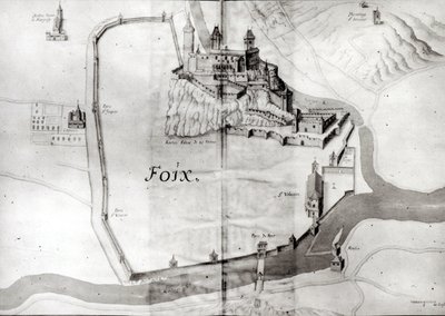 Byen Foix, fra Grand Atlas, tidlig på 1600-tallet (wc på papir) av French School