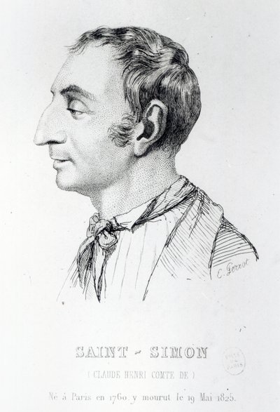 Claude Henri de Rouvroy, greve av Saint-Simon, gravert av Perrot (1800-tallet) av French School