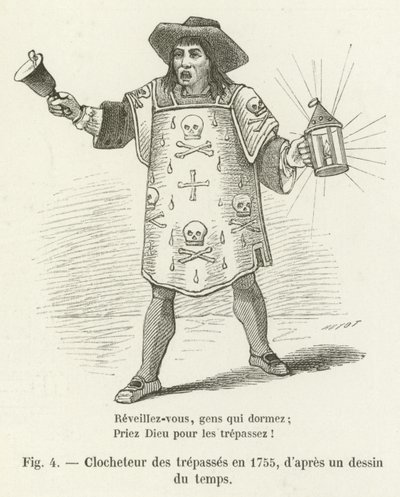 Klokkemaker av overtredelsene i 1755, etter en tegning fra tiden av French School
