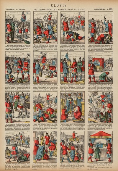 Clovis I og frankernes dominans i Gallia (farget gravering) av French School