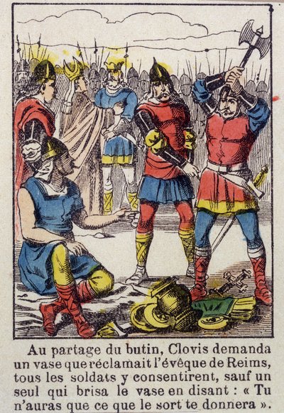 Clovis and the Soissons Vase - Avbildning av Epinal fra 1800-tallet av French School