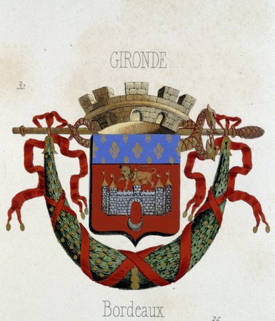 Våpenskjold fra byen Bordeaux - i "" Armorial National de France"", av H. Traversier, Paris av French School