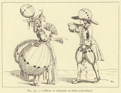Ballongfrisyrer og klær (karikatur) (gravering) av French School