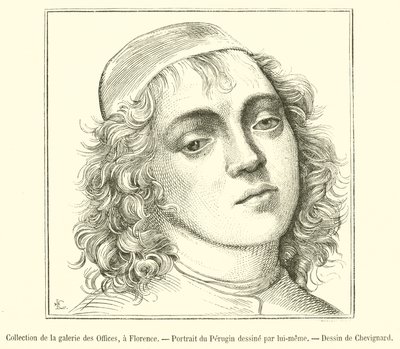 Samling av Uffizi-galleriet, Firenze, Portrait of Perugin (gravering) av French School