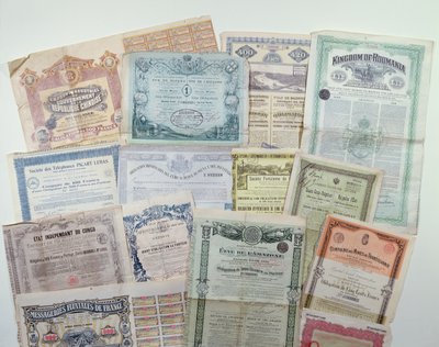 Samling av obligasjonssertifikater, tidlig 1900-tall av French School