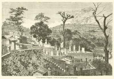 Collines begraver en Nagasaki (gravering) av French School