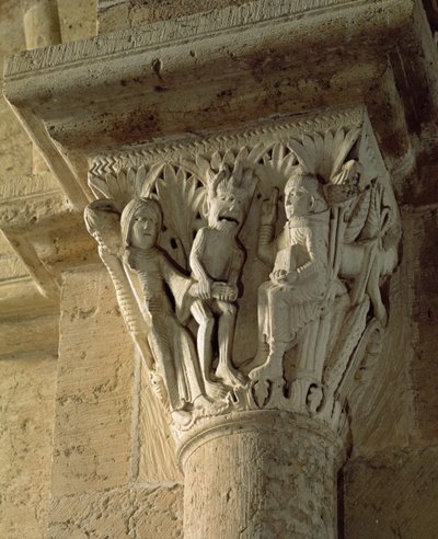 Column Capital, som viser St. Benedict som utfører en eksorcisme av French School