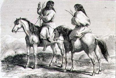 Comanche-indianere på 1860-tallet (gravering) av French School