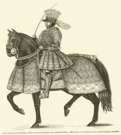 Begynnelsen av det sekstende århundre, Louis XII på vei inn i Genova (gravering) av French School