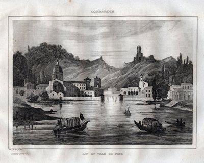 Como - Comosjøen - Lake Come - Gravering fra "" Pittoreske Italia"" av M. de Norvins, Ch. Nodier 1834-1836. av French School