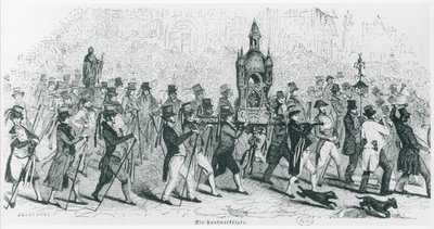Ledsager fra Tour de France feirer, ca. 1845 (gravering) (s/hvitt-bilde) av French School