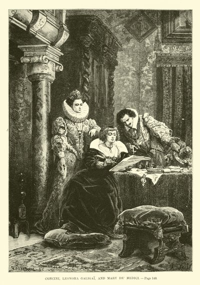 Concini, Leonora Galigai og Mary de Medici av French School