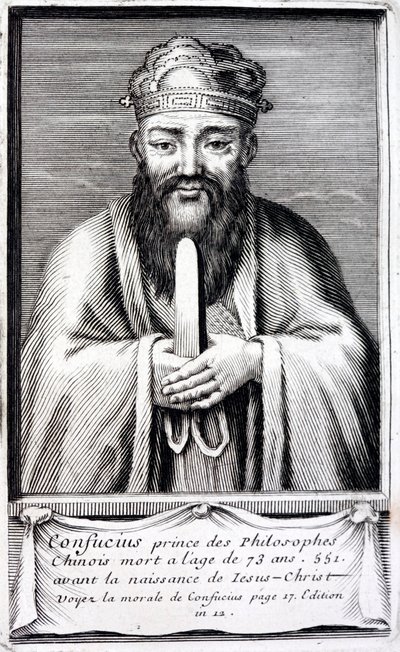 Confucius , gammel kinesisk filosof (gravering) av French School
