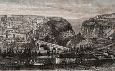 Constantine (Algeria) - gravering i "" La France illustree: geografi, historie, statistisk administrasjon"" av V.A. Malt-brun. 1884 av French School