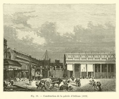 Bygging av Orleans Gallery, 1829 av French School