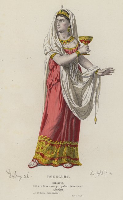 Corneille, Rodogune, Act V, Sc IV (farget gravering) av French School