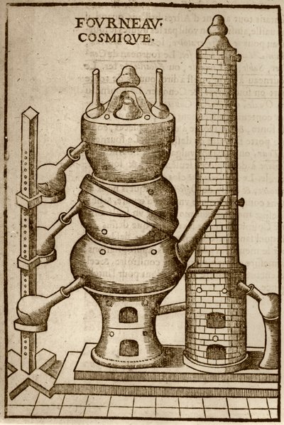 Cosmic Oven, fra La Theotechnie Ergocosmique av Annibal Barlet (1653) illustrert i en magisk historie publisert sent på 1800-tallet av French School