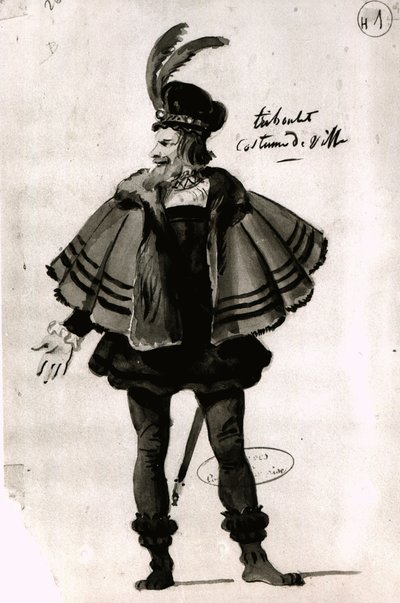 Kostymedesign for Triboulet, i Le Roi samuse (1832) av Victor Hugo (1802-85), 1832 (penn og blekk på papir) av French School