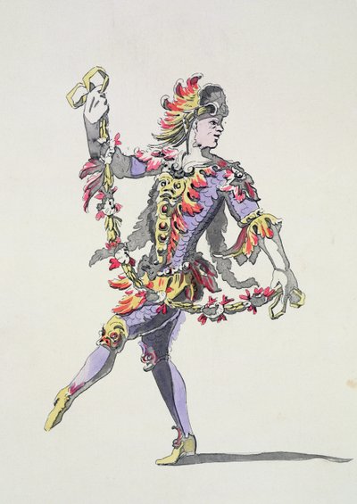 Kostymedesign for Triton, i en ballett fra 1600-tallet, fra Menus Plaisirs Collection, faksimile av A. Guillaumot Fils (fargegravering) av French School