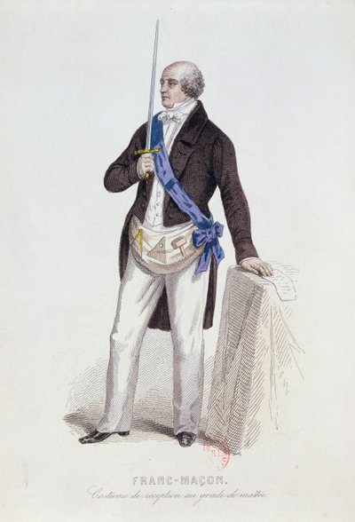 Kostyme til en frimurer for hans mottagelse i graden Master, ca. 1848 av French School