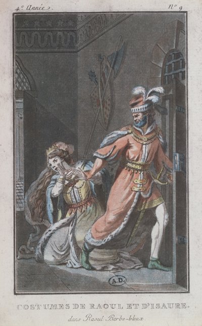 Kostymer til Raoul og Isaure, fra operaen Raoul Barbe-Bleue, 1790 av French School