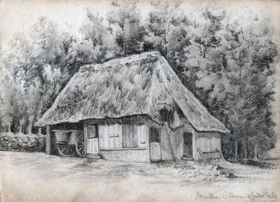 Hytte i Frankrike. (tegning av French School