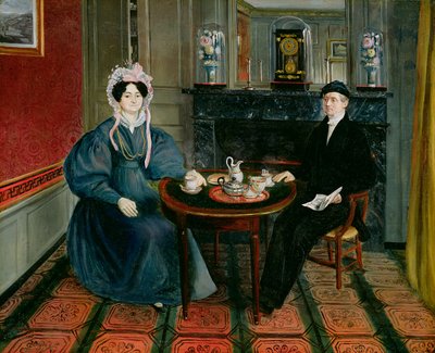 Par som drikker te, ca. 1830 av French School