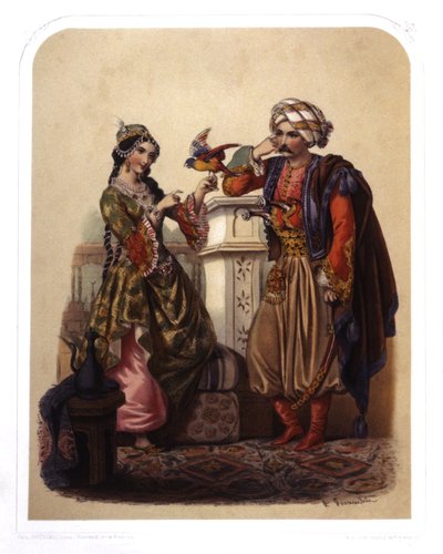 Par i Tyrkia, ca. 1850 (lito) av French School