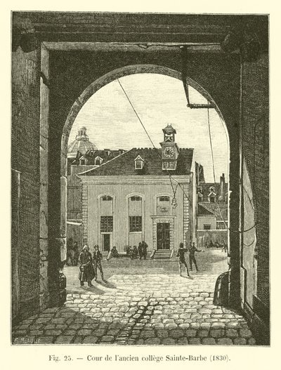 Gårdsplassen til det tidligere Sainte-Barbe college, 1830 av French School