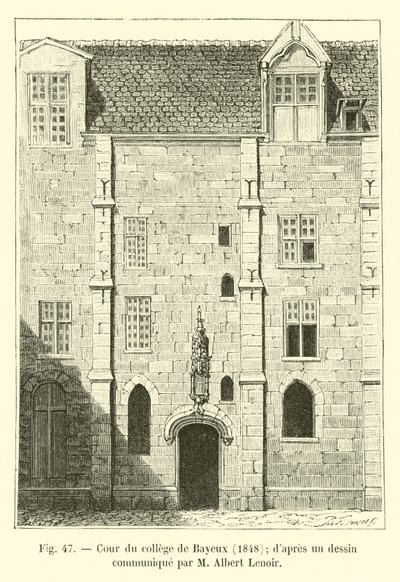 Bayeux høyskolegård, 1848; fra en tegning formidlet av M Albert Lenoir av French School