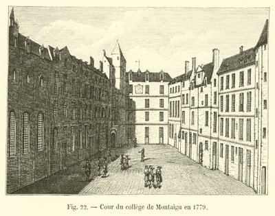 Gårdsplassen til høyskolen i Montaigu i 1779 av French School