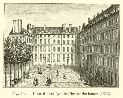 Gårdsplassen til college of Plessis-Sorbonne, 1656 av French School