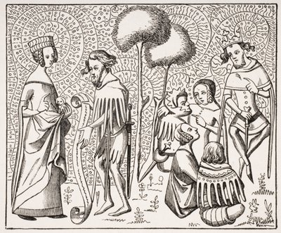 Court of Love i Provence, etter et manuskript fra 1300-tallet, fra Le Moyen Age et La Renaissance av Paul Lacroix (1806-84) utgitt 1847 av French School