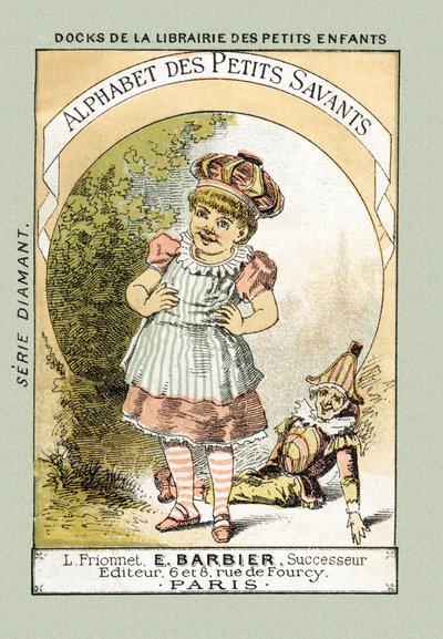 Cover - Når vi ler som tittelens Bebe, sier vi A A A A A A A A A A - i "Alphabet des petits savants", sent på 1800-tallet (kromolitografi) av French School