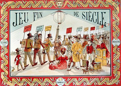 Omslag til et "End of the Century"-brettspill for barn, ca. 1895 (farge litho) av French School
