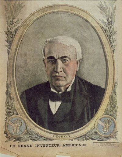 Forsideillustrasjon av Le Petit Journal som viser Thomas Alva Edison, 1917 av French School