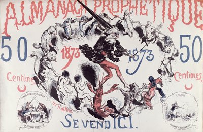 Titelbild eines prophetischen Almanachs, der Nostradamus darstellt, 1873 von French School