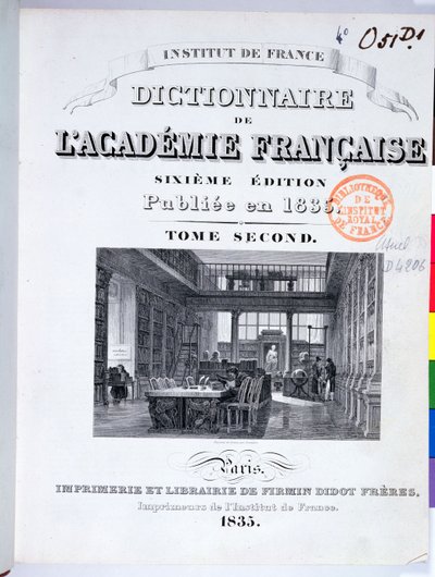 Omslag til Dictionary of the French Academy, 1835 av French School