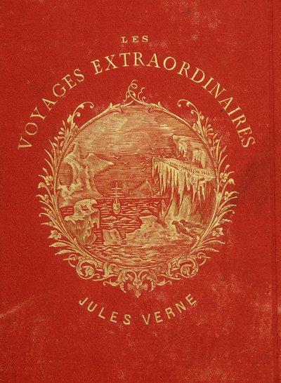 Cover av samlingen "" Les Voyages Extraordinary"" av Jules Verne. Slutten av 1800-tallet. av French School