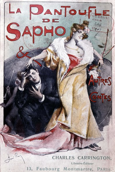 Omslag til den populære romanen "" Saphos tøffel og andre historier"", red. Carrington, Paris, slutten av 1800-tallet - B.N. av French School